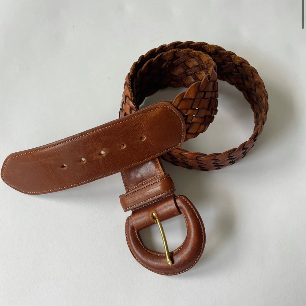BROWN LEATHER COACH BRAIDED BELT - SIZE Small